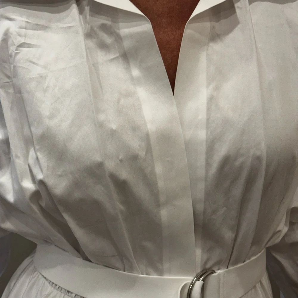Norma Kamali White Long Sleeve Belted Dress - Picture 10 of 15